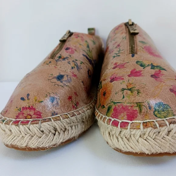 New PATRICIA NASH Italian Leather Espradrills Floral Print Resort Flats Size 11 - Picture 7 of 13
